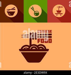 Flat Chinese Design Elements in Flat Design Style. Stock Vector