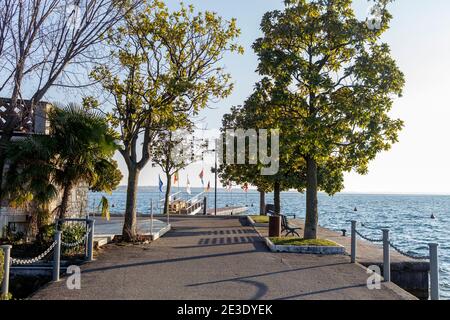 View of the lakefront of Bardolino in the province of Verona. Stock Photo