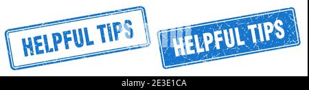 helpful tips square stamp. helpful tips grunge sign set Stock Vector