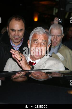 French movie legend Jean-Paul Belmondo poses during the premiere of his latest film, 'Un homme et son chien' at te Gaumont Marignan theater in Paris, France on January 13, 2009. Photo by Denis Guignebourg/ABACAPRESS.COM Stock Photo