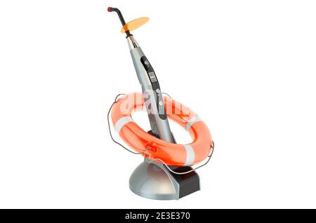 Repair and service of dental curing light, photopolymer lamp. 3D rendering isolated on white background Stock Photo