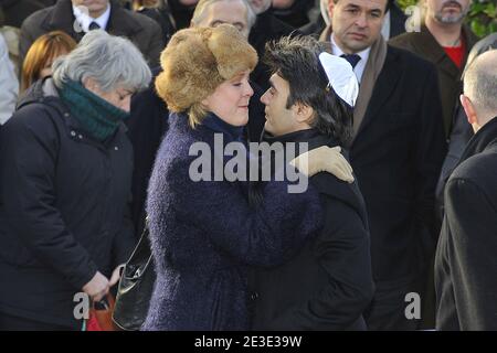 Agnes Soral and Thomas Langmann attending the funeral ceremony of French producer, director and actor Claude Berri at Bagneux cemetery's jewish district near Paris, France on January 15, 2009. Claude Berri, a legendary figure of French cinema since more than a half-century, died of a 'cerebral vascular' problem few days ago. He had his most recent success with 'Bienvenue chez les Ch'tis' ( Welcome to the Sticks), which has been seen by 20 million people in France. Photo by ABACAPRESS.COM Stock Photo