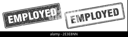 employed square stamp. employed grunge sign set Stock Vector