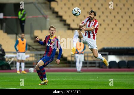Frenkie de Jong of Barcelona and Jon Morcillo of Athletic Club during the Spanish Super Cup Final football match between FC  / LM Stock Photo