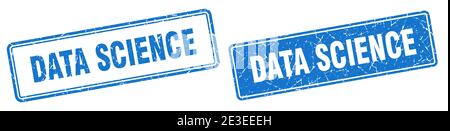 data science square stamp. data science grunge sign set Stock Vector