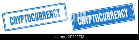 cryptocurrency square stamp. cryptocurrency grunge sign set Stock Vector