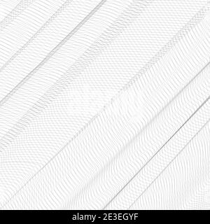 Abstract folded net. Gray ripple thin lines, curves. Vector monochrome striped background. Line art pattern, creased textile, net, mesh texture. EPS10 Stock Vector
