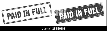 paid in full square stamp. paid in full grunge sign set Stock Vector