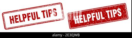 helpful tips square stamp. helpful tips grunge sign set Stock Vector