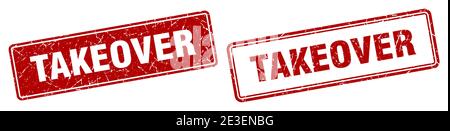 takeover square stamp. takeover grunge sign set Stock Vector