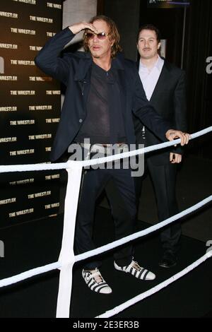 US actor Mickey Rourke and Director Darren Aronofsky arriving at the French premiere of ' 'The Wrestler,' held at the Gaumont Marignan theater in Paris, France on February 5, 2009. Photo by Denis Guigneboug/ABACAPRESS.COM Stock Photo