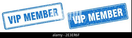 vip member square stamp. vip member grunge sign set Stock Vector