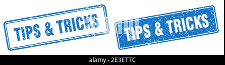 tips & tricks square stamp. tips & tricks grunge sign set Stock Vector
