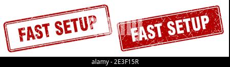 fast setup square stamp. fast setup grunge sign set Stock Vector