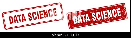 data science square stamp. data science grunge sign set Stock Vector