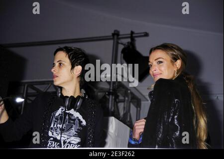 Lindsay Lohan and Samantha Ronson are pictured backstage of the Charlotte Ronson runway, during the Mercedes Benz New York Fashion Week Fall 2009, held in Bryant Park in New York City, NY, USA on February 13, 2009. Photo by Graylock/ABACAPRESS.COM Stock Photo