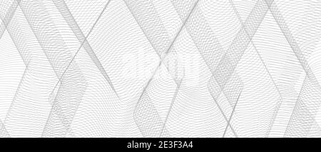 Gray net, mesh folded in the form of angles. Geometric background. Striped pattern. Vector abstract subtle curves. Monochrome line art design. EPS10 Stock Vector