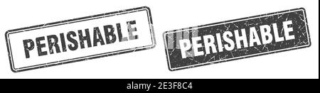 perishable square stamp. perishable grunge sign set Stock Vector