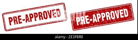 pre-approved square stamp. pre-approved grunge sign set Stock Vector