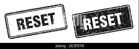 reset square stamp. reset grunge sign set Stock Vector