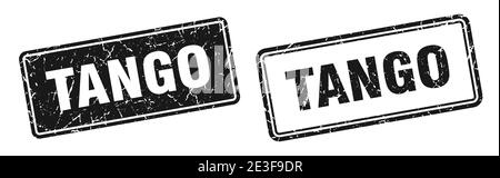 tango square stamp. tango grunge sign set Stock Vector