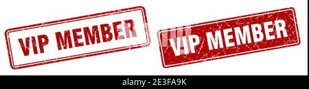 vip member square stamp. vip member grunge sign set Stock Vector