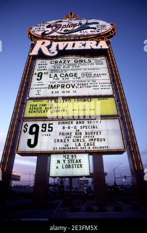 The Riviera hotel and casino sign in Las Vegas. The Riviera opened on 1955  and is one of the first hotel casinos to open in the Las Vegas strip Stock  Photo - Alamy