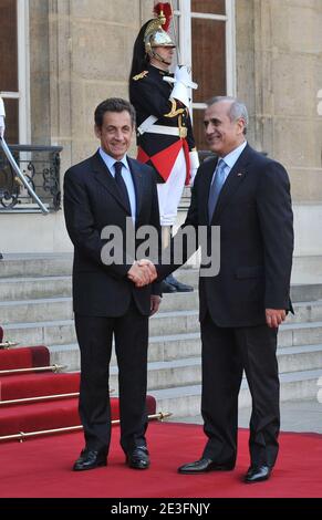 French president Nicolas Sarkozy receives Lebanese President Michel Sleiman at the Elysee palace in Paris, France on March 16, 2009. Photo by Abd Rabbo-Mousse//ABACAPRESS.COM Stock Photo