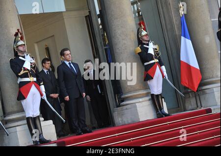 French president Nicolas Sarkozy attends Lebanese President Michel Sleiman at the Elysee palace in Paris, France on March 16, 2009. Photo by Abd Rabbo-Mousse//ABACAPRESS.COM Stock Photo