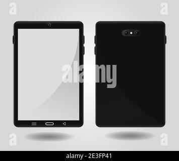 Black tablet templates with front and back Stock Vector