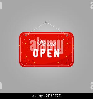 We are open sign with red color Stock Vector
