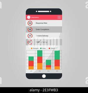 Sale platform interface infographic on smartphone mockup Stock Vector