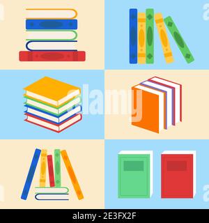 Colorful library books collection in flat design Stock Vector