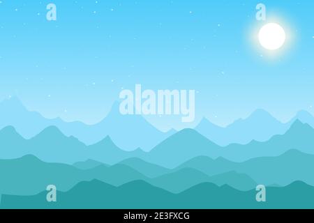 Flat mountain landscape background Stock Vector