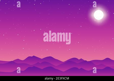 Flat moon and stars vector background Stock Vector