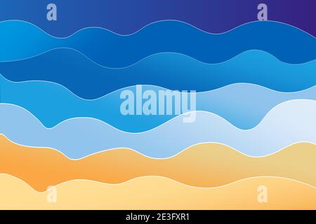 Stylish beach layer wavy background Stock Vector