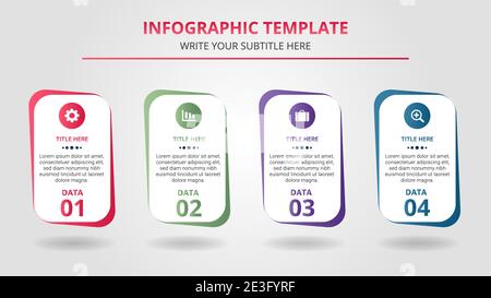 Colorful business steps infographic template with four options Stock Vector