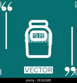 jam flask outlined labeled container Linear icon. Editable stroke line Stock Vector