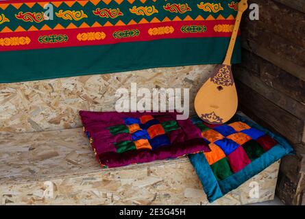 the classic turkish string instrument Saz, baglama Stock Photo