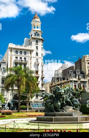 El Entrevero fountain in Plaza Fabini in Montevideo, Uruguay Stock Photo