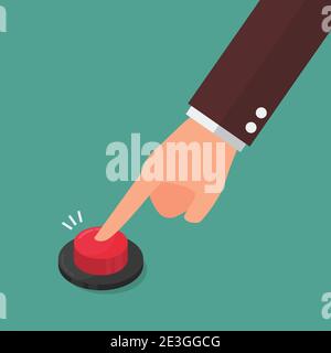 Hand pressing the red button. vector illustration Stock Vector