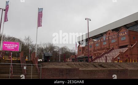 Birmingham, UK. 18th Jan, 2021. Exterior of Villa Park home of Aston Villa FC Football Ground closed for fans during Covid-19 National Lockdown #3 Credit: SPP Sport Press Photo. /Alamy Live News Stock Photo