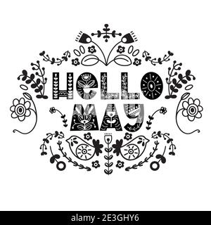 Hello May lettering. Elements for invitations, posters, greeting cards. Seasons Greetings Stock Vector