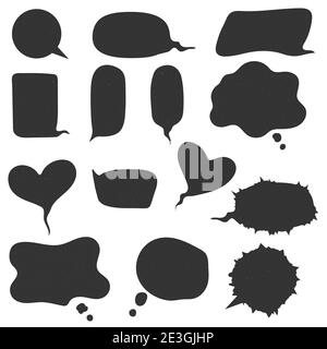 Hand drawn speech bubble with copy space. Online chat clouds with place for text. Vector collec-tion with empty comic bubble in various shape, isolate Stock Vector