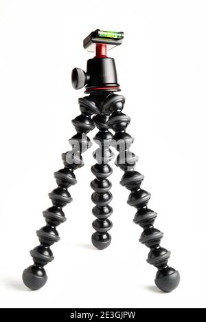 flexible tripod with ballhead isolated on white Stock Photo