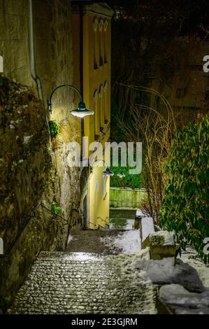 stairs in the valley wehrgraben in the old town of steyr, upper austria Stock Photo