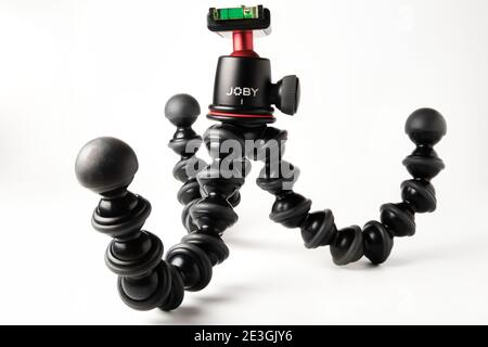 Joby Gorillapod 3K flexible tripod with ballhead isolated on white Stock Photo