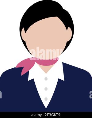 Circular worker avatar icon illustration (upper body) / stewardess, cabin attendant Stock Vector