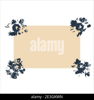 Abstract beige rectangular background for text. Abstract black lleaves prints. Autumn vector. Quote text info design. Template. Stock Vector