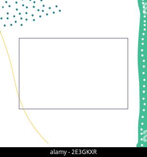 Abstract white background with black frame for text. Abstract green dots, lines on a white background. Vector. Quote text info design. Template. Stock Vector